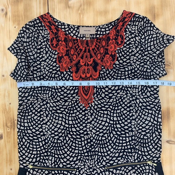 Anthropologie Kachel Silk Lace Print Shift Mini Dress Sz 2P - Picture 12 of 14